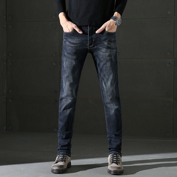 

2020 весной новые модные джинсы брюки брюки небольшие прямые мужские брюки молодежи моды случайные корейский мужские джинсы, Blue