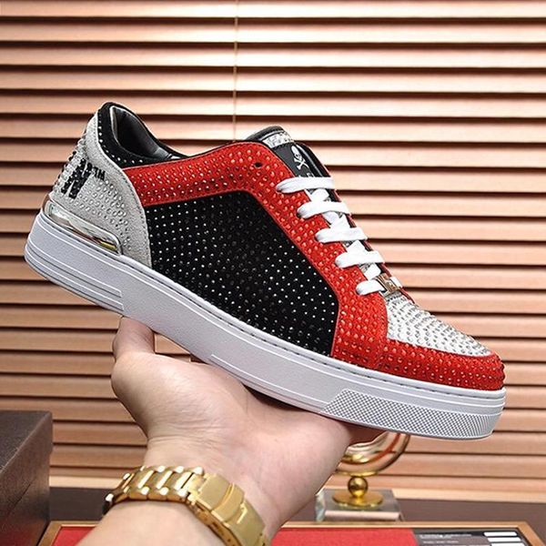 

men casual shoes leather sneakers tennis breathable outdoor sneakers scarpe da uomo luxury design pw665 lo -sneakers crystal