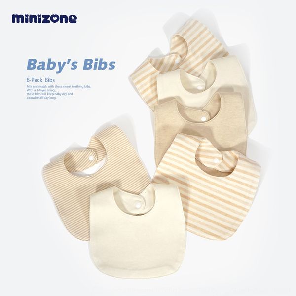 

baby solid color eight-piece set button saliva towel baby newborn bib rice pocket absorbent bib button saliva towel