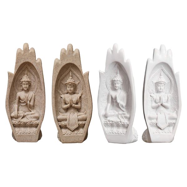 

2 pairs resin buddha hand sculpture display artistic asian statue home decor