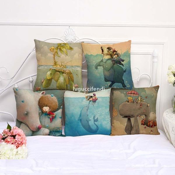 

dolphin pillowcase bohemian bed animal pillow cover cotton linen ethnic car cushion cover bedroom sofa throw cushion pillow case 100g