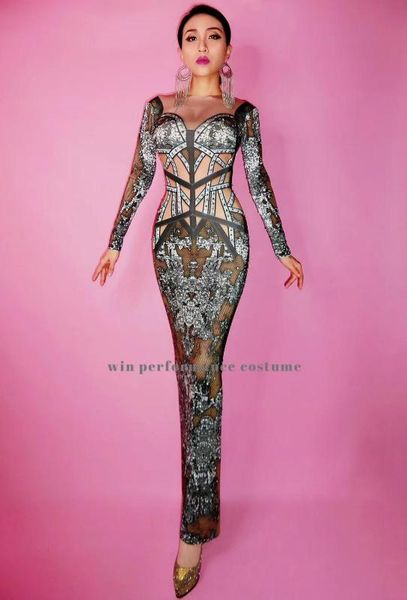 

exotic costume crossover strap bandage backless tights long dress bodycon party club performance wear show singer bar dj 10215, Black;red