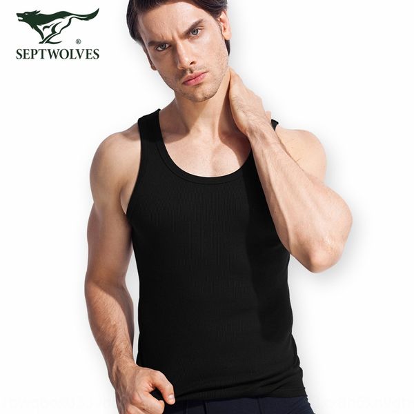 

seven wolves cotton vest men' spring and summer thin rib cotton men' vest sports breathable sweat-absorbent base, White;black