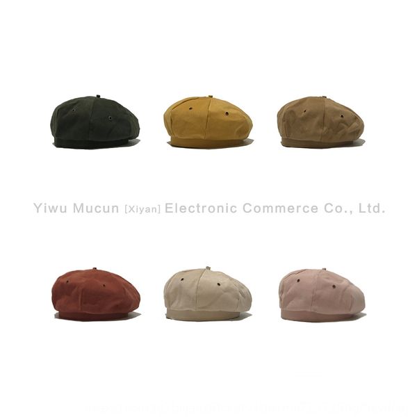 

ins beret female british all-match painter fashion hexagon beret octagonal hat copper buckle literary see simple octagonal hat, Blue;gray