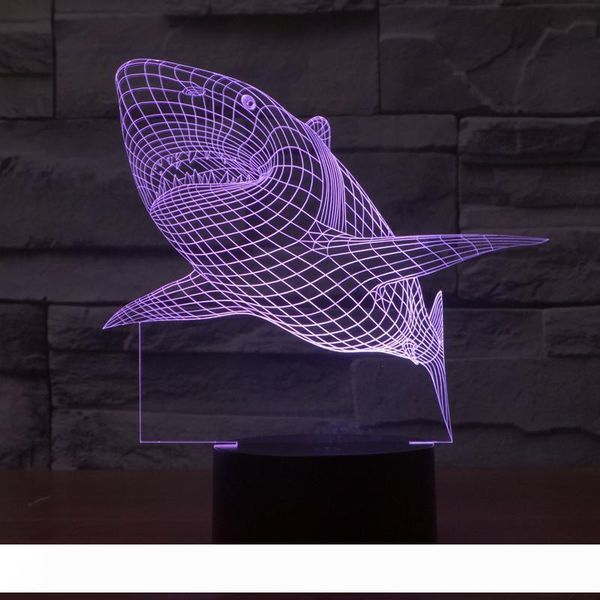 

3d shark light 7 colors changing table desk deck lamp bedroom children room decorative night light(shark