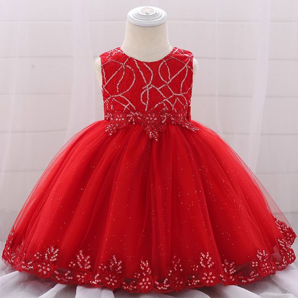 

2020 summer clothes newborn gowns 1st birthday christening dress for baby girl dresses party princess baby girl dress 1 year, Red;yellow