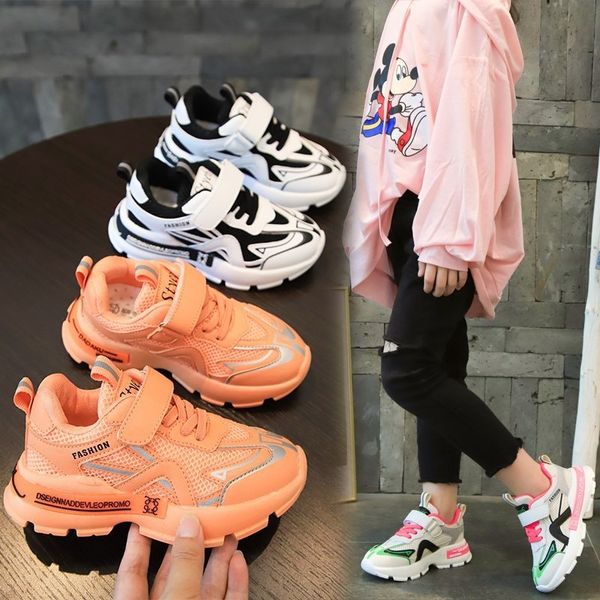 

vuhju korean style boys and girls sports shoes sports shoescolor matching breathable daddy shoes 2020 autumn new soft bottom casual sneakers, Black