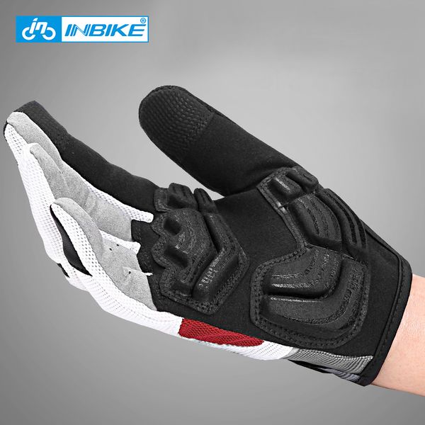 

inbike full finger cycling touch screen mtb bicycle gel padded outdoor sport fitness gloves bike accessories, Silver