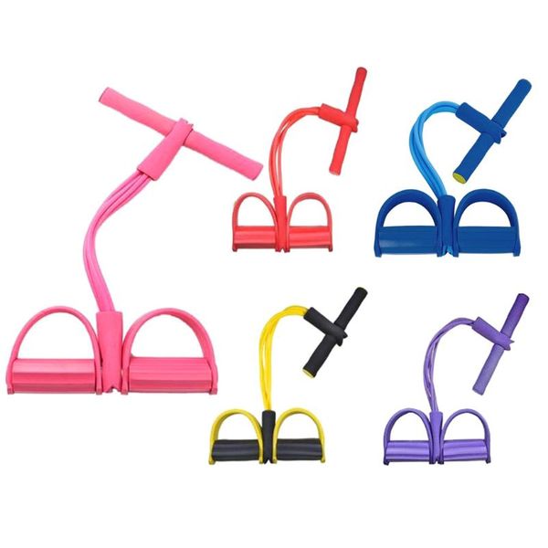 

resistance bands fitness gym 4 tube elastic pedal exerciser sit-up pull expander