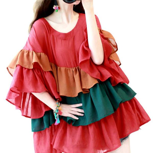 

women's blouses & shirts summer original design women korean sweet oversized ladies cute elegant ruffles casual loose cotton, White