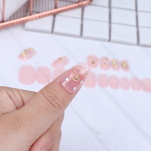 

false nails 24pcs fashion acrylic gel pink fairy fake art tips tools, Red;gold