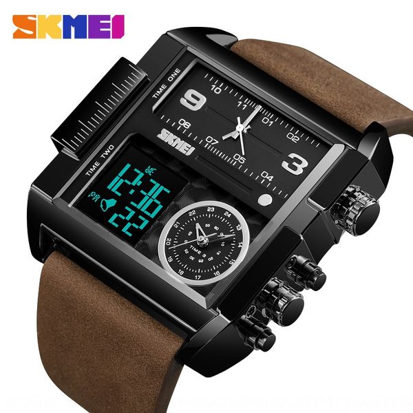 

skmei square dial men's electronic business electronic watch multifunctional belt waterproof sports men's watch, Blue