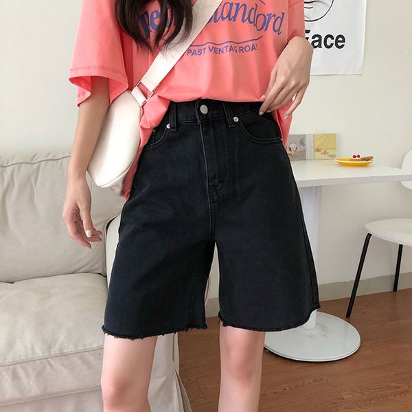 

s-xl women's loose denim short high waist female streetwear summer ladies black shorts jeans for womens (78380, White;black