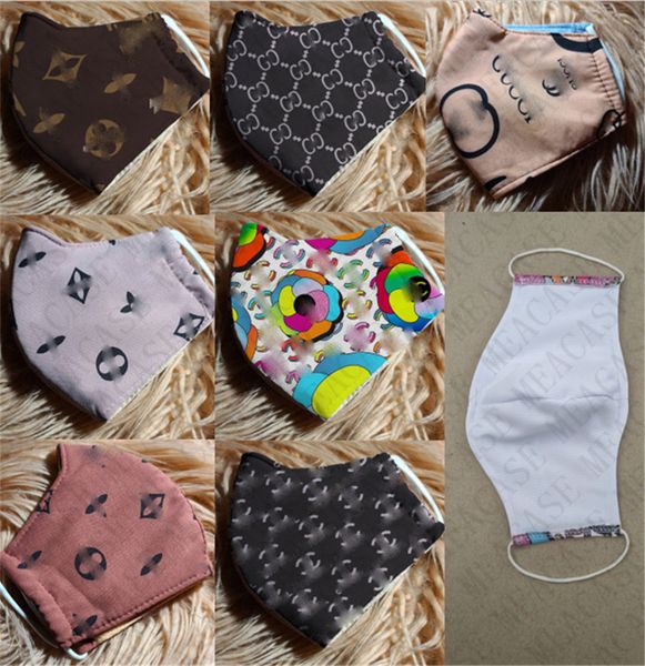 

2020 fashion face masks cartoon letters print masks for women men double layers silk facemask anti dust mouth cover cycling protector d8307, Blue