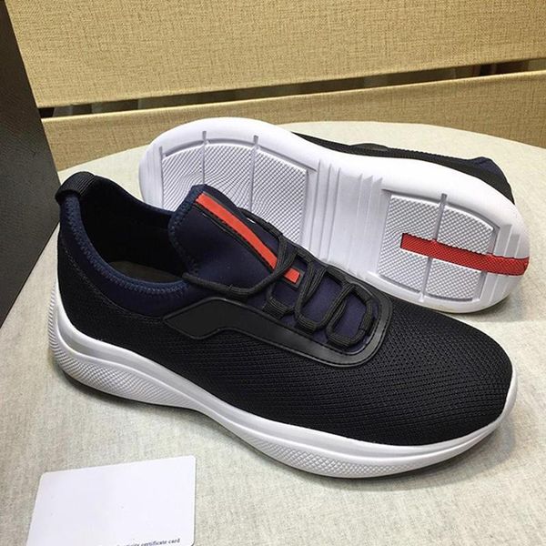 

mesh and neoprene sneakers men 's shoes breathable luxury shoes fashion plus size design men sports shoes with origin box, Black