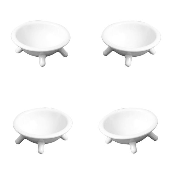 

4pieces ceramic cat puppy elevated water bowls pet feeder for small pet