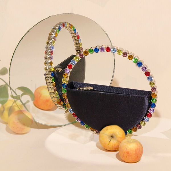 

2020 new women's bag pu circular diamonds fashion solid ladies hand bags evening clutch bags luxury designer high quality