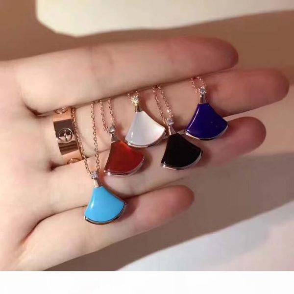 

s925 pure silver fan necklace nature black agate and diamond pendant necklaces charm women party chain forever love thermae of jewelry gift