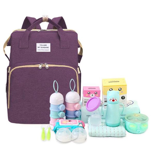 

waterproof mummy bag portable portable folding crib multifunctional bed large capacity mother and baby bag backpack diaper