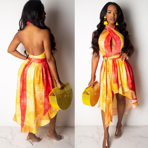 

2020 костюм -dress sexy reveal назад висит шеи платье, Black;gray