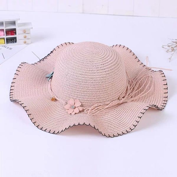 

female summer parent-child wave cycling travel sun beach sun protection folding mother and bicycle straw hat straw hat daughter, Blue;gray