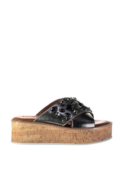 

pearl genuine leather anthracite female slippers 120130005417, Black