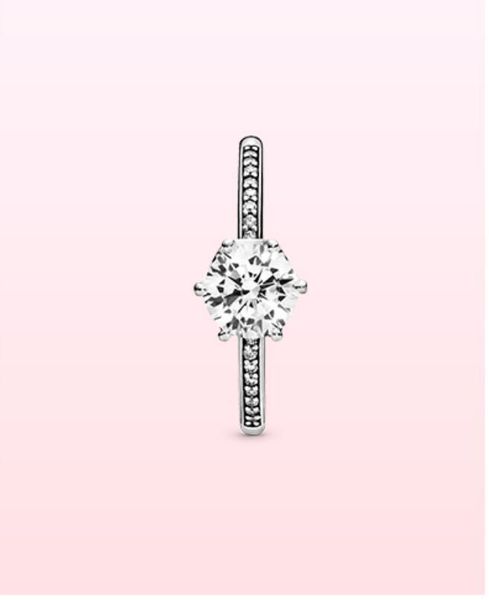 

100% s925 sterling silver crown diamond women rings for pandora steyle wedding ring original box gift
