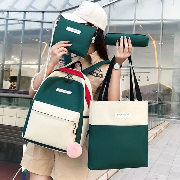 

large capacity color matching fashion bag four-piece combination solid color zipper fashion set of 4 four-piece set of 4 street trend
