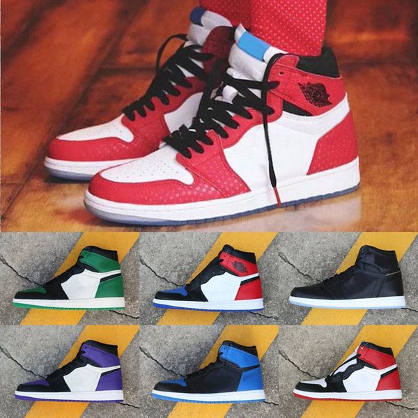 

1 og mens basketball shoes new qaulitys banned bred triple black white royal blue 1s sport sneakers size 40-47