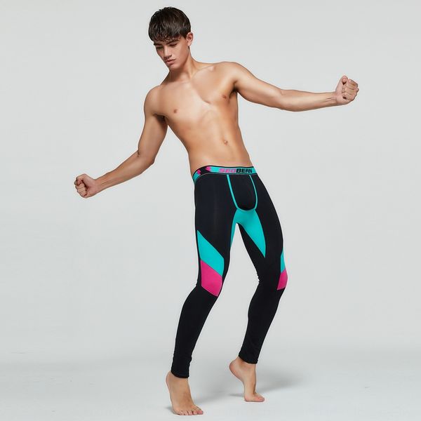 

seobean xibin men's autumn fashion warm tight tight pants slim fit u-convex men's leggings stitching warm pants 90401, Black;white