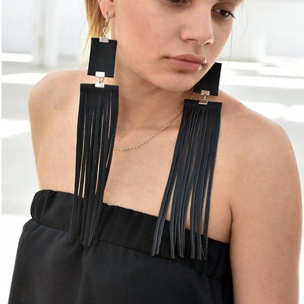 

yd&ydbz new leather earrings women fashion high street long earrings jewelry 5 colors bohemia drop earring ear accessories party, Silver