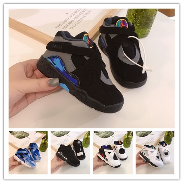 

infant sneaker 8 viii basketball shoes snowflake 3peat aqua chrome little kids children boy girls sneaker toddlers raid 8 shoes, Black