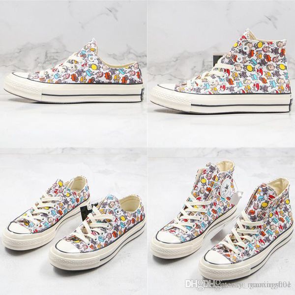 

2020 новый холст обувь comic macaron щенок щенок котенок burger печати граффити мультфильм high-top low-top chunk 70s повседневный скейтборд