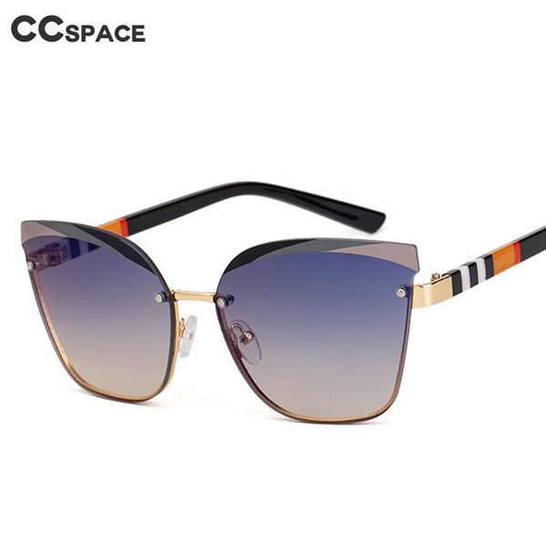 

49123 cat eye frameless stripe luxury sunglasses men women fashion shades uv400 vintage glasses, White;black