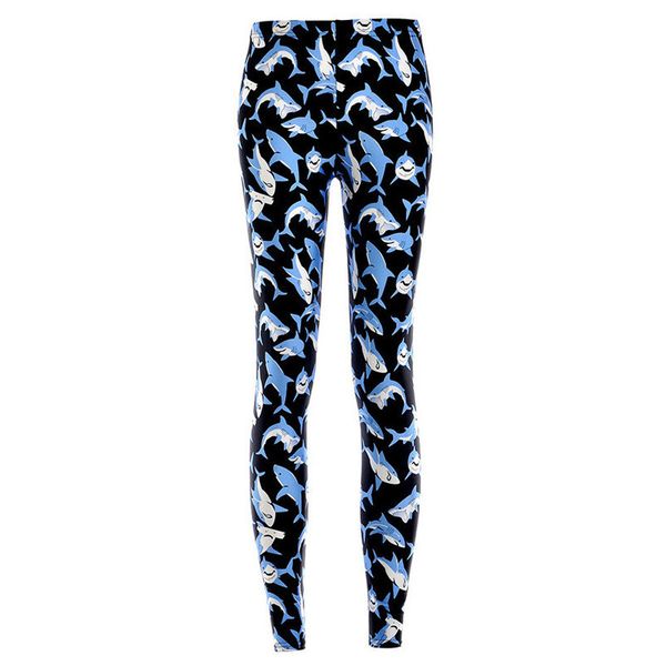 

fashion ladies women shark legging woman jeggings legings polyester fitness legging knitted pant pants printed leggings, Black