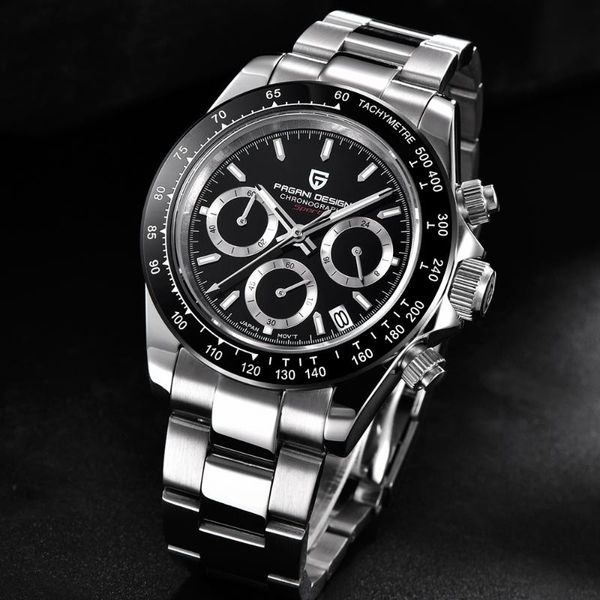 

pagani design mens chronograph watch stylish sport quartz clock business waterproof watch for men relogio masculino, Slivery;brown