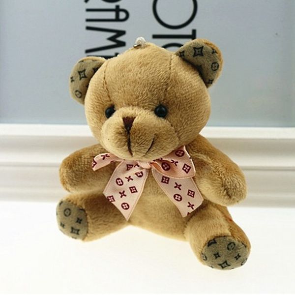 

pompom teddy doll keychain women bear toy keyring women bag car key chain trinket wedding party valentine gift high quality, Silver