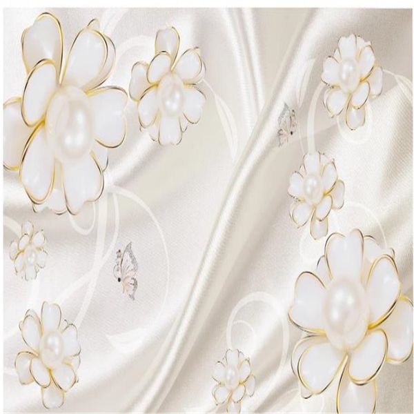 

3d stereo pearl flower wallpapers living room tv background wall modern wallpaper for living room