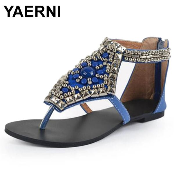 

yaerni2020elegant rhinestone beading sandals women fashion pu leather casual shoes flip flops solid women shoes plus size40e1141, Black