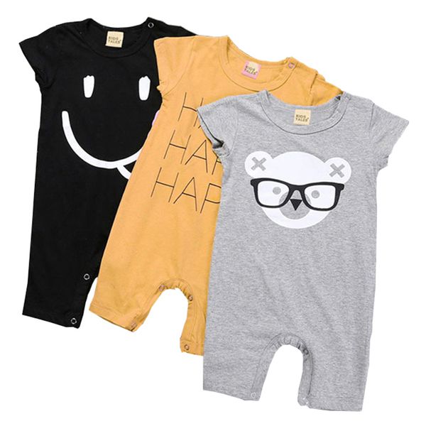 

лето новорожденного onesie мультфильм мальчиков romper unisex малышей rompers младенца костюмы с коротким рукавом хлопок комбинезоны baby gi, Blue