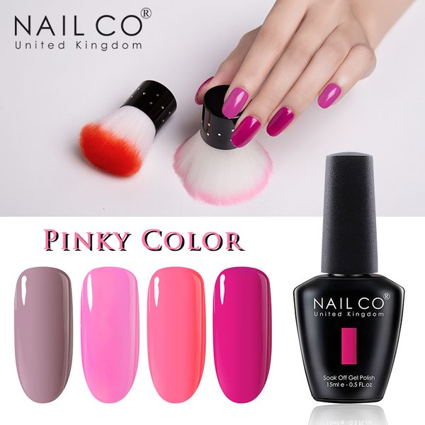 

nail gel nailco 150 pure colors long lasting hybrid lacquer esmalte nails design polish rose red soak off primer, Red;pink