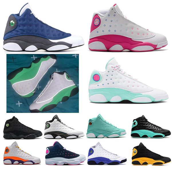 

luck green flint 13 13s men women basketball shoes aurora green bred cap and gown chicago cny island love and respect sport sneakers
