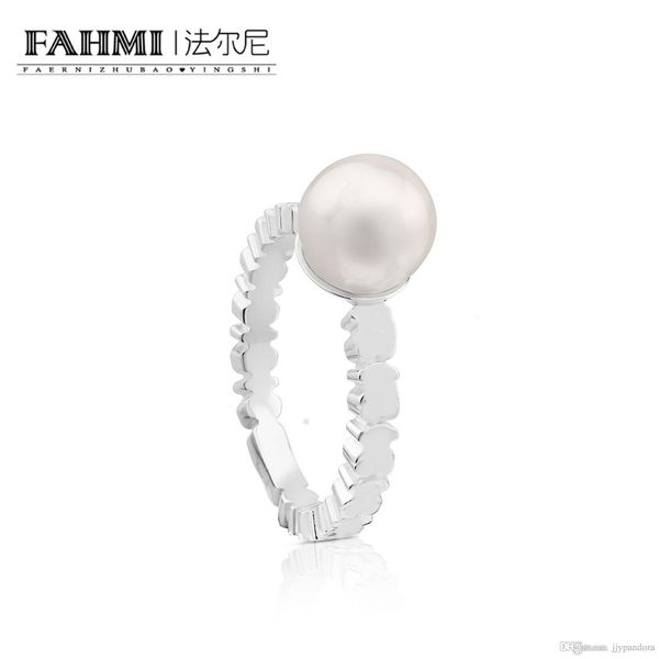 

фахми 100% стерлингового серебра 925 cute bear pearl ring отличаясь классический женщин венчания оптовой продажи ювелирных изделий бесплатна, Slivery;golden