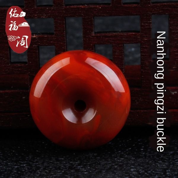 

8zji6 natural south red agate flame pattern floating flower safety buckle pendant diy accessories pendant diy backcloud huaigu bread ring ac, Silver