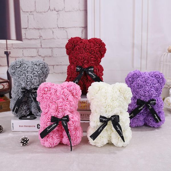 

christmas decoration flower gift red bear 25cm artificial bear women rose teddy birthday gift for day valentines rose rwxou
