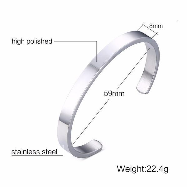 

6mm 8mm classic flat torque bangle bracelet for men 8mm stainless steel grange cuffs bangle polish finish comfort-fit, Black
