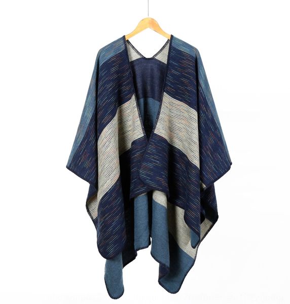 

stars with the same rainbow wide strip dual-purpose warm air conditioning shawl lengthened air conditioning warm cashmere shawl, Blue;gray