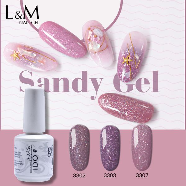 

12pcs/lot ido new arrival glitter colorful sandy gel series uv led nail gel soak off sandy color with rainbow glitter effect, Red;pink