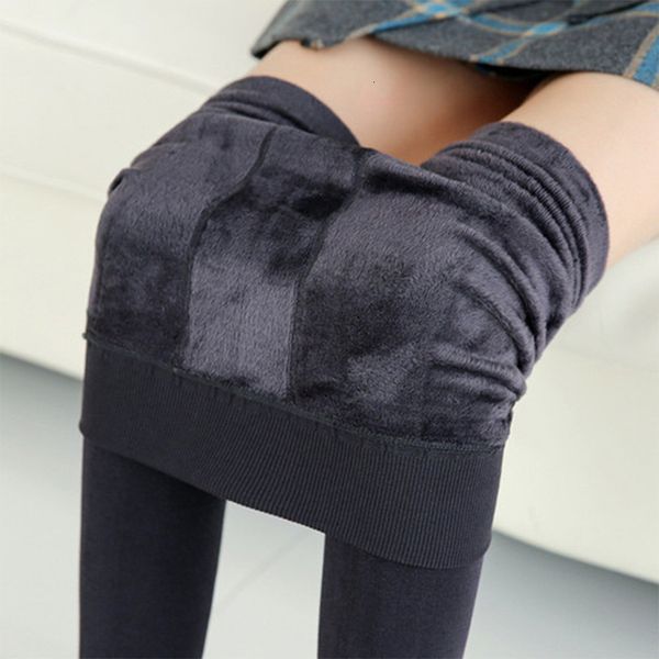 

winter plush velvet stepping foot pants women casual warm slim bottoming pants female elastic big size simple leggings new, Black