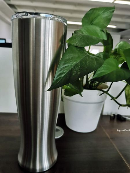

30oz stainless steel pilsner beer glass tumblers office home coffee vacumm beer mug creative vase cup with lids keep cold can custom